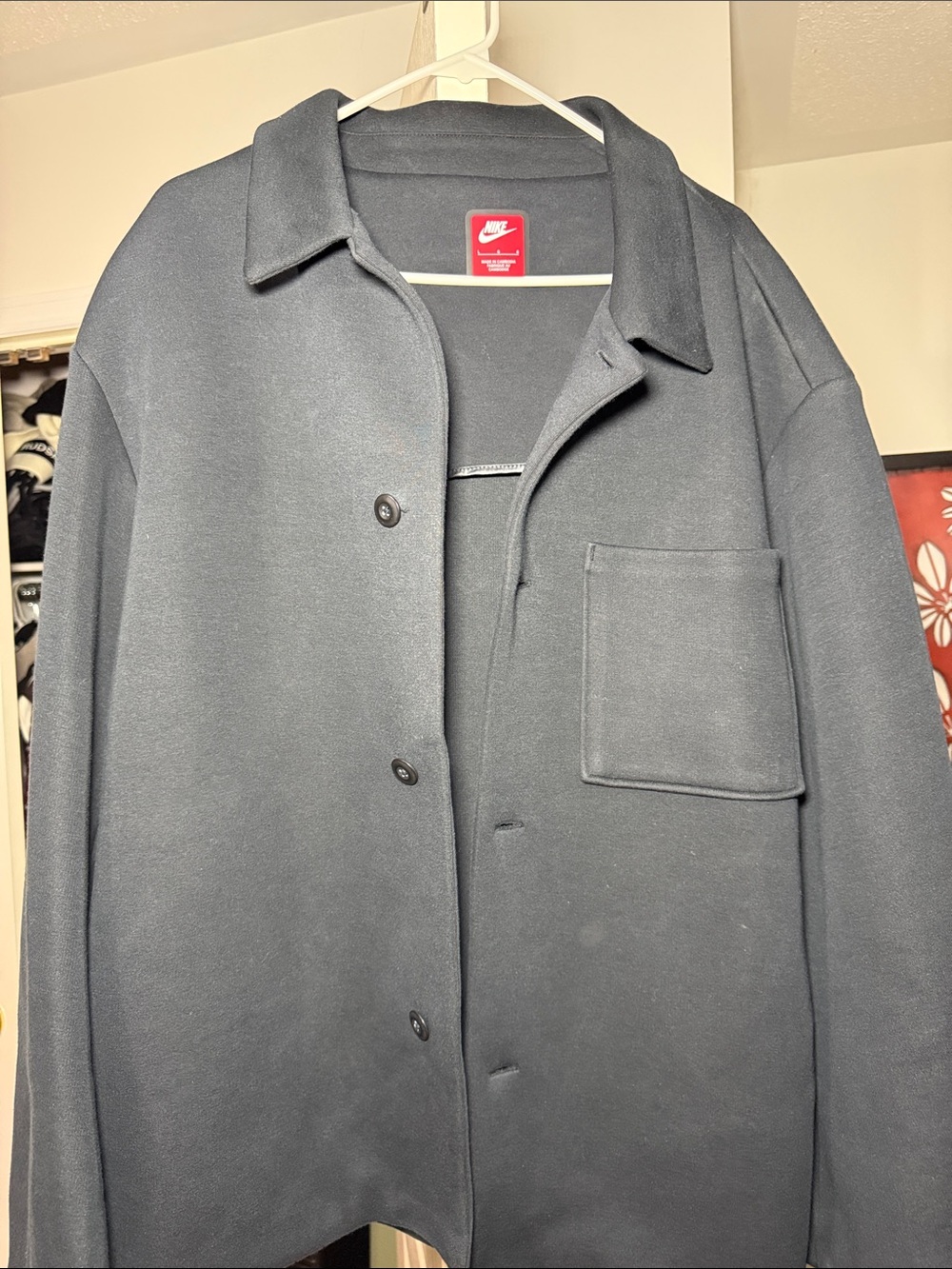 Nike Men's Black Button-Front Shirt Jacket